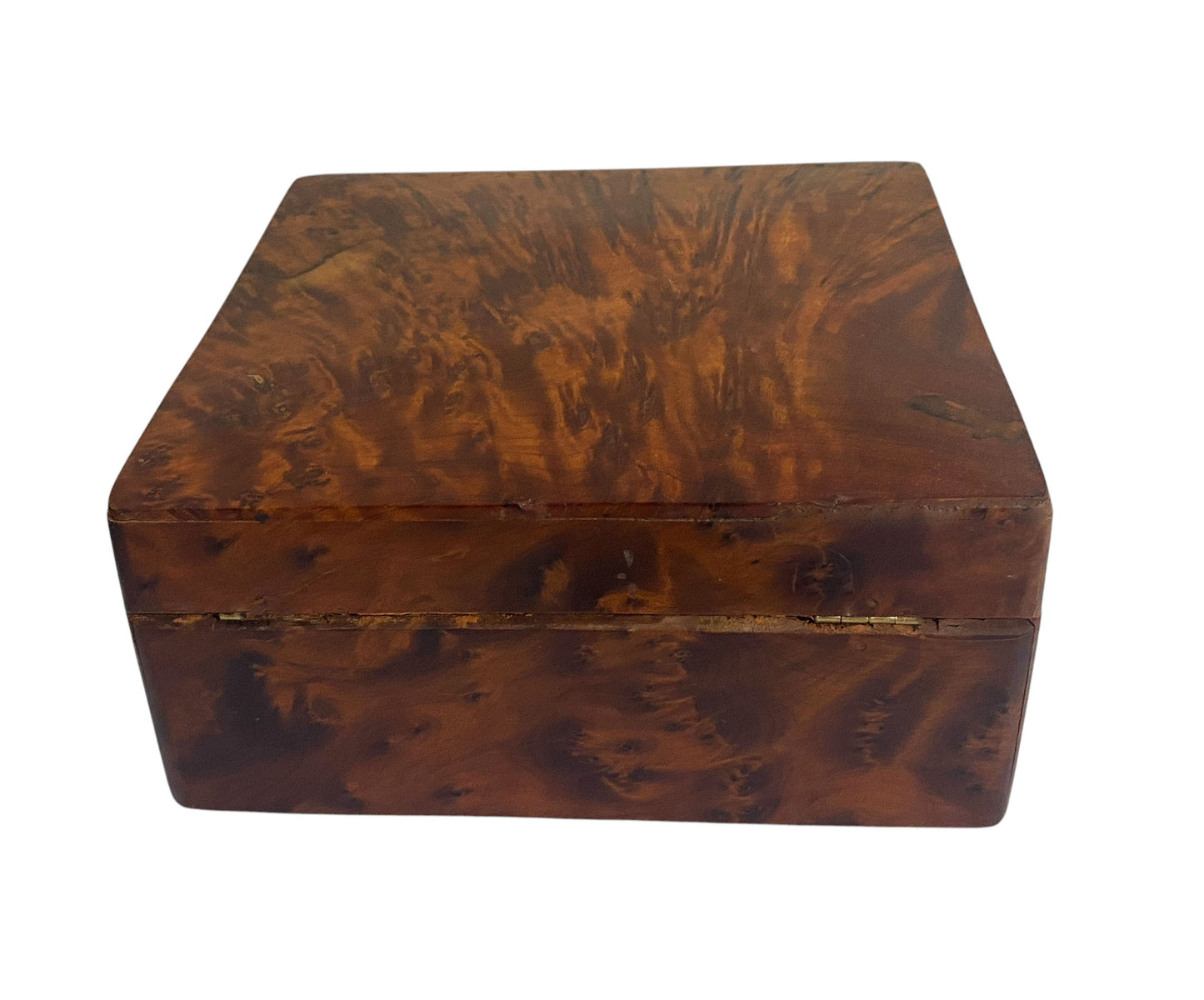 #4805 RARE Vintage Hand Made Thuya Tree Burl Scented Jewelry Wooden Box