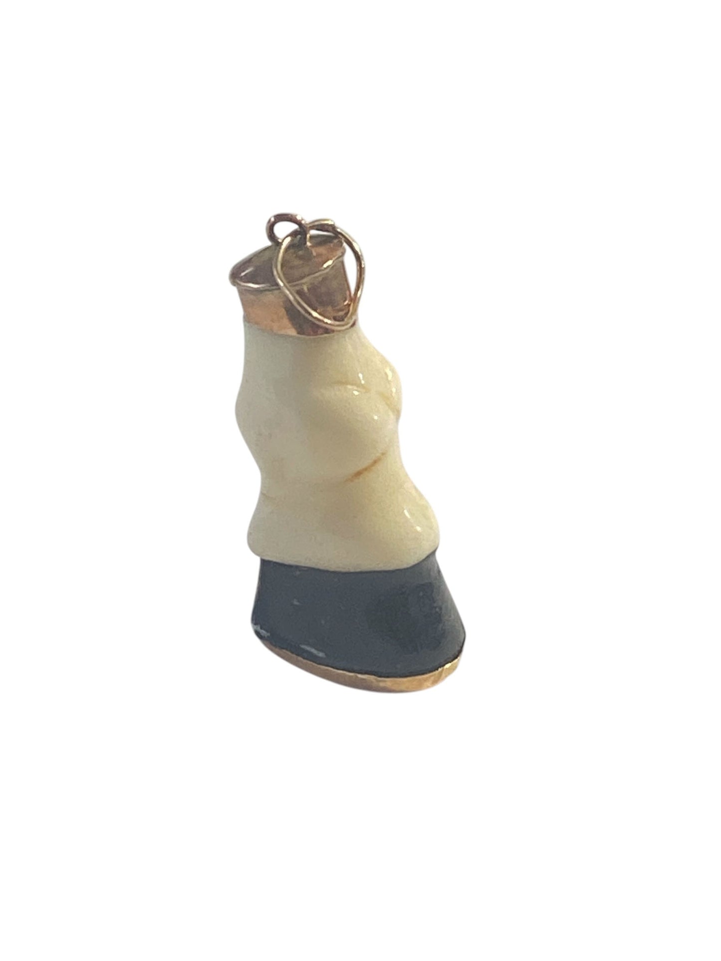 #6391 Vintage Bakelite and 14K gold Horse Hoof Charm pendant