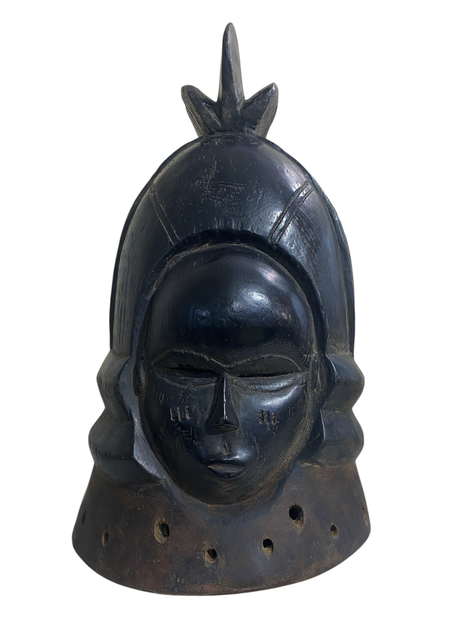#6569 Mende Helmet Mask Sowei Sande Society Liberia 18.5" H