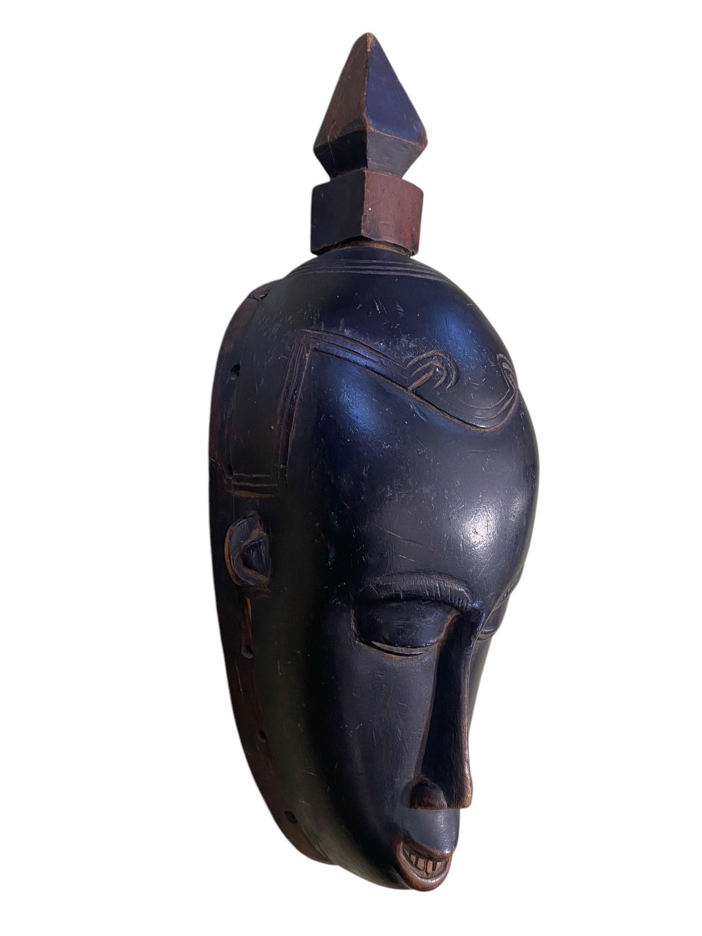 #1801 Superb Old African Baule Portrait Mask Cote D'ivoire 17" H