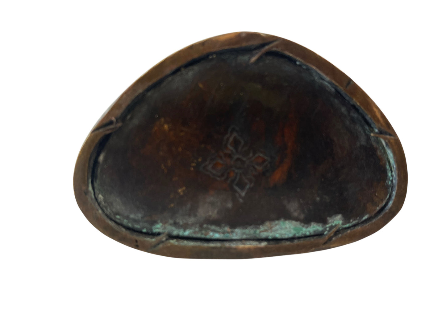 #685 Vintage Bronze Seating Touching Buddha 4" H