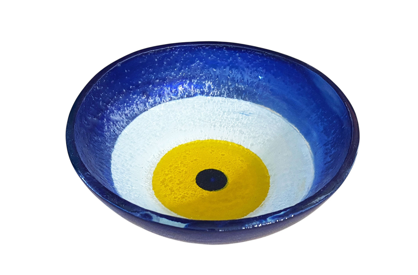 #3782 Middle Eastern Cobalt Blue Glass Bowl with Eye 4.75" D