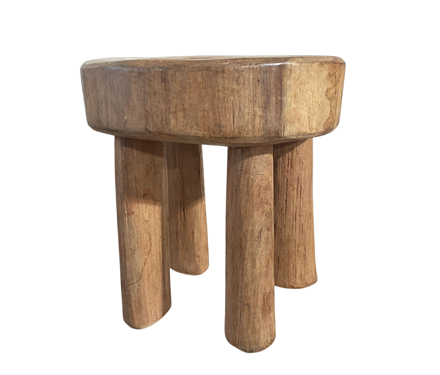 #7282 African Vintage Carved Wood Milk Stool Hehe Gogo People Tanzania 12" H