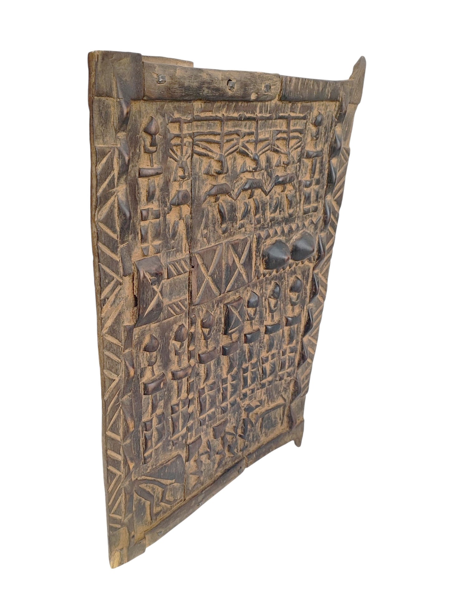 #1107 Vintage Granary Dogon Door With turtles Mali African 25"H