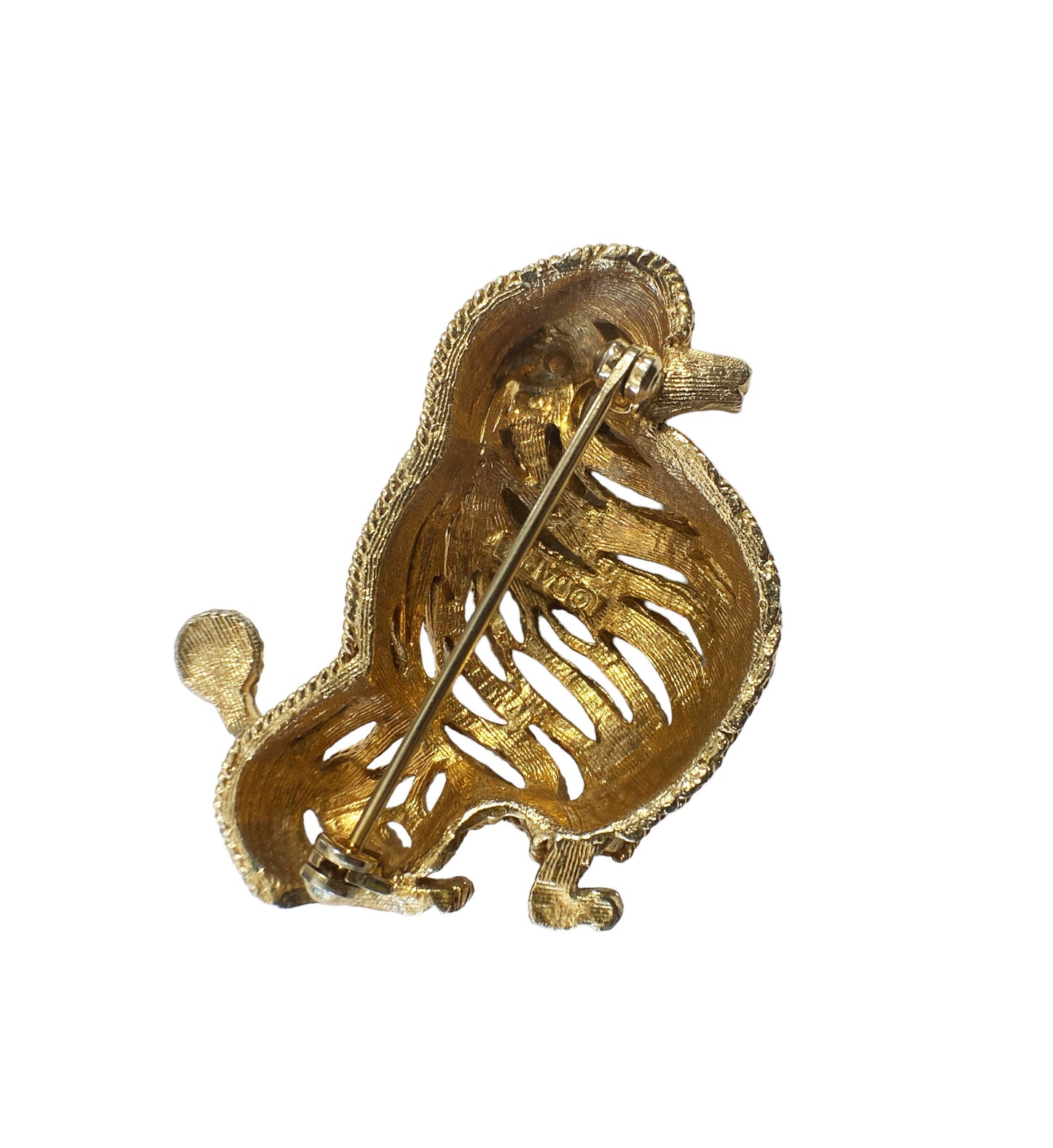 #5932 Vintage Signed Capri Goldtone/Rhinestone Poodle Brooch/Pin Fabulous 1.75" H
