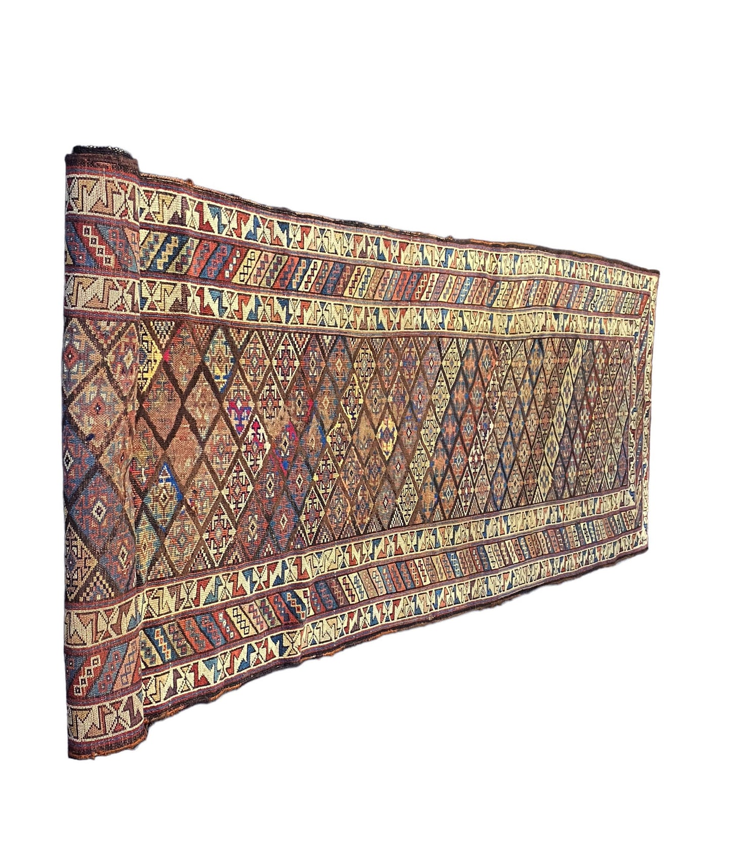 #5955 19th C Antique Caucasian Kazak Wool Hand knotted Runner