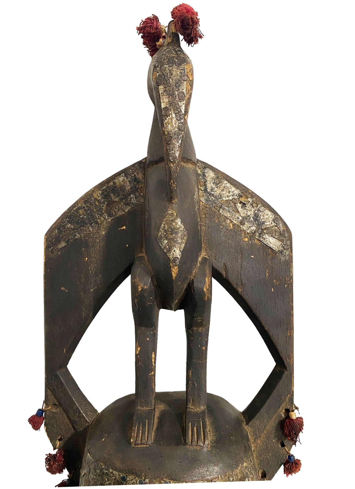 #3427 African Old Kore Mask Marka W/ Hornbill Bird Mali 24"