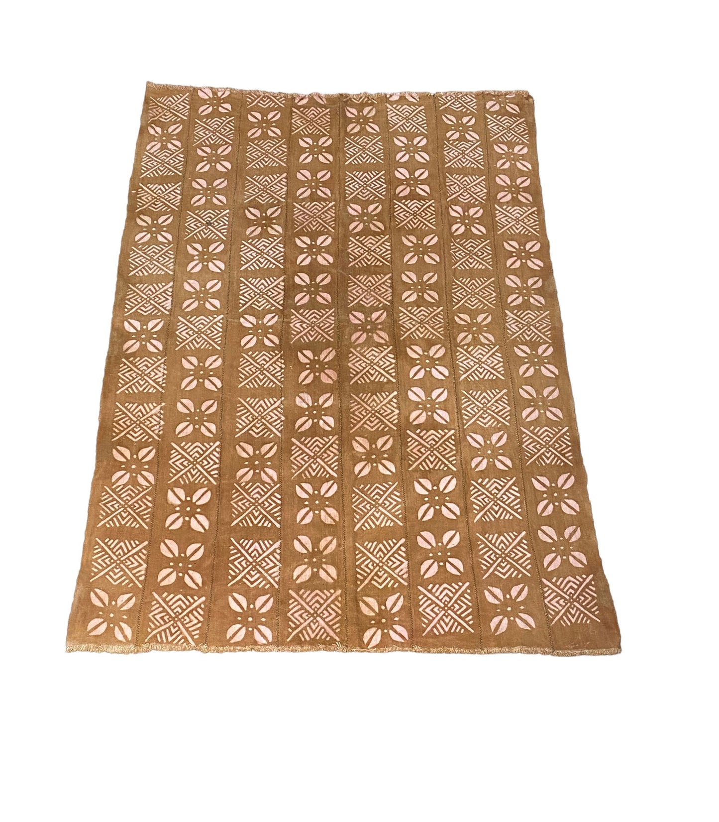 #7227 African Brown and Pink Bogolan Textile Mud Cloth 60" H