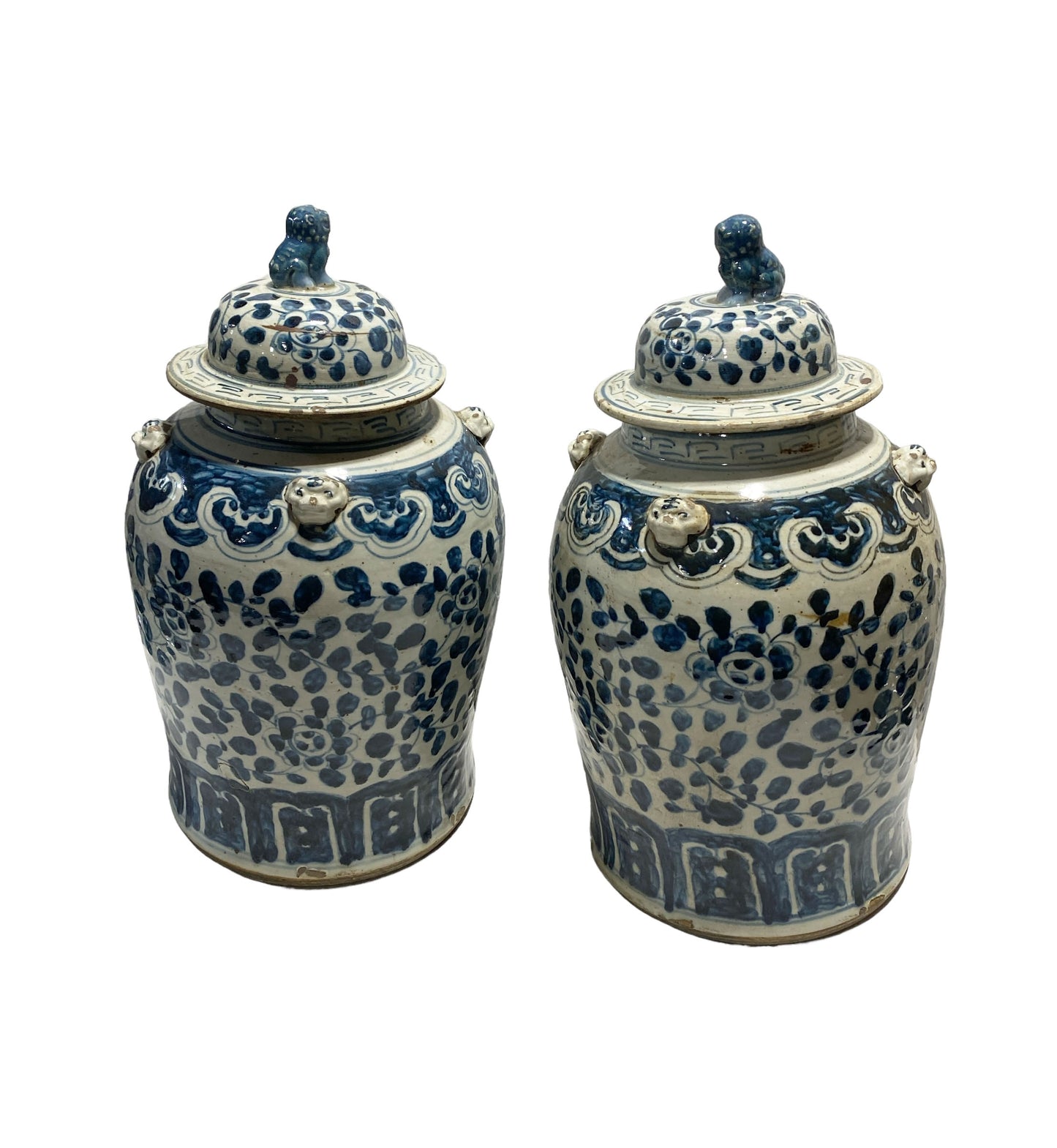 #7248 Chinoiserie Blue and White Porcelain Ginger Jars -Pair 19" H