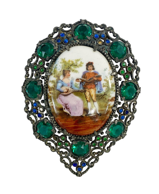 #6107 Vintage H. Pomerantz Inc N.Y. Rhinestone Big Brooch Pin 3" H