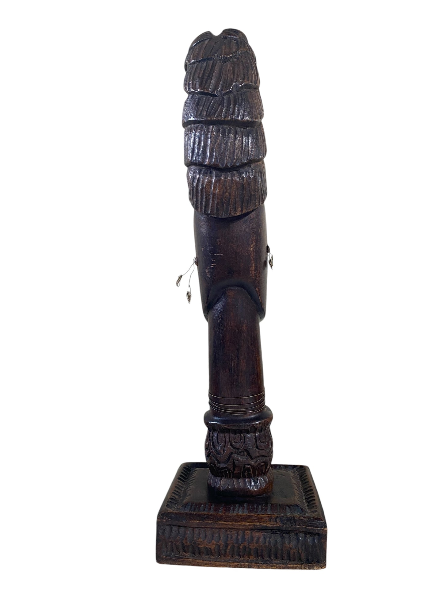 #6213 Vintage African Hand-carved sculpture of a Women Head 19" H on stand