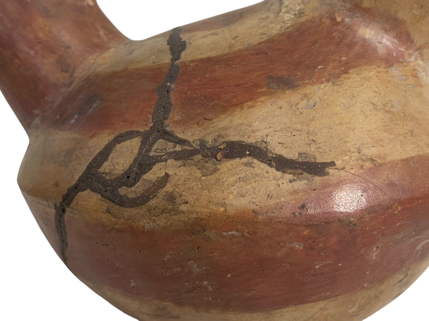 #6178 Old Pre-Columbian Style Inca culture clay vessel Bird With Stirrup Spout Jar 6.5" H