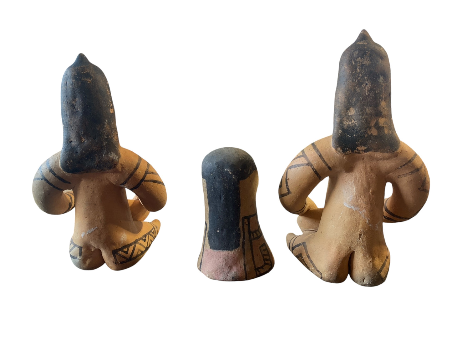 #6243 Set of 3 VTG Karaja Clay Tribal Made Primitive Sculptures Brazil