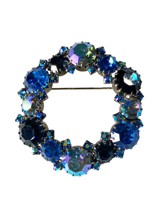# 6278 LG Vintage Rhinestone Aurora Borealis Crystals  Brooch 2" Diameter