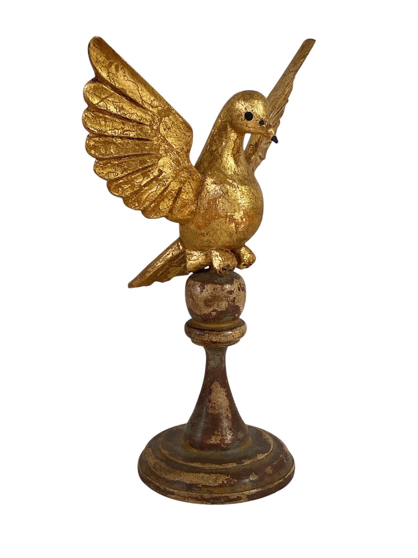 #3011 Superb Carved Wood Dove the Holy Spirit Sculpture on Finial 10.75" H