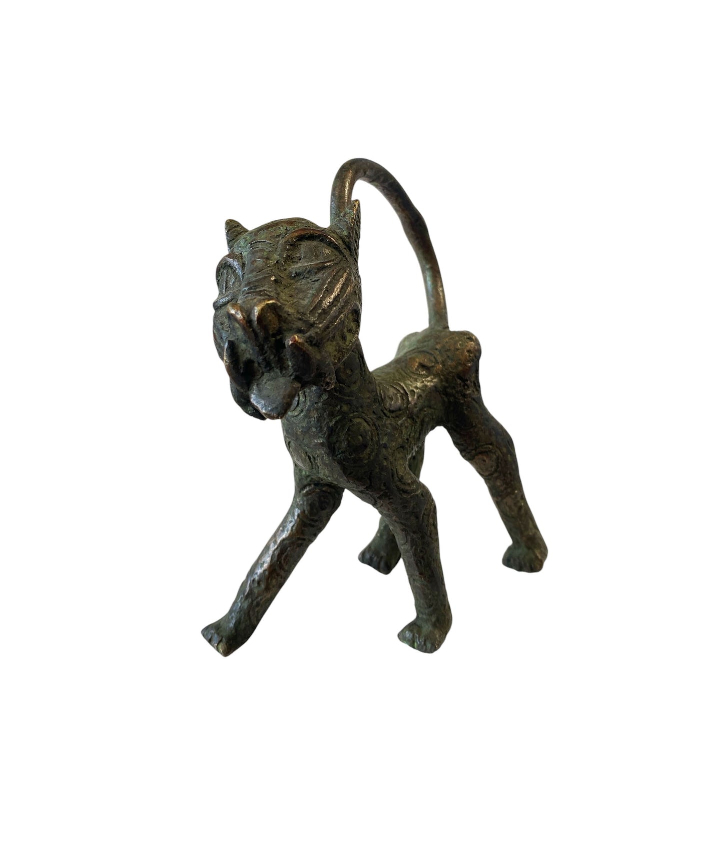 #5243 Superb Benin  Leopard Bronze Nigeria African 5.75" H