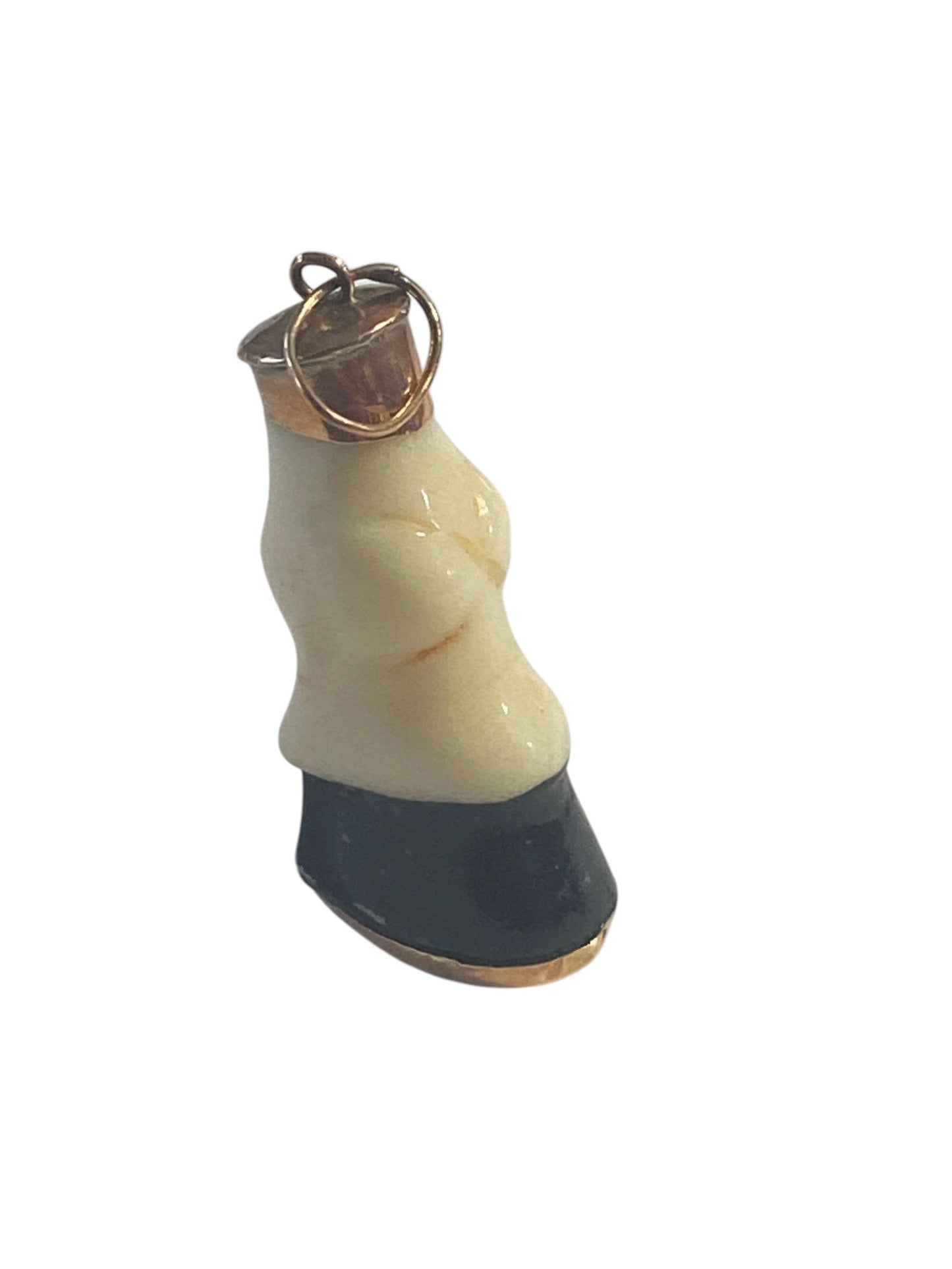 #6391 Vintage Bakelite and 14K gold Horse Hoof Charm pendant
