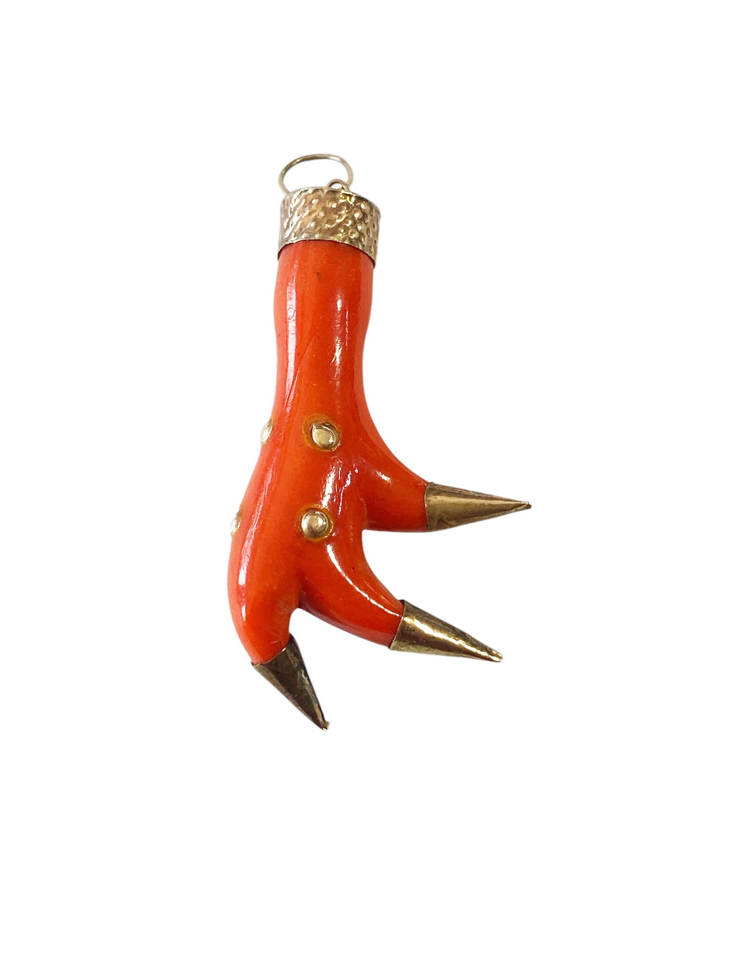 #6394 Vintage 14K gold and Bakelite Coral Charm Pendant