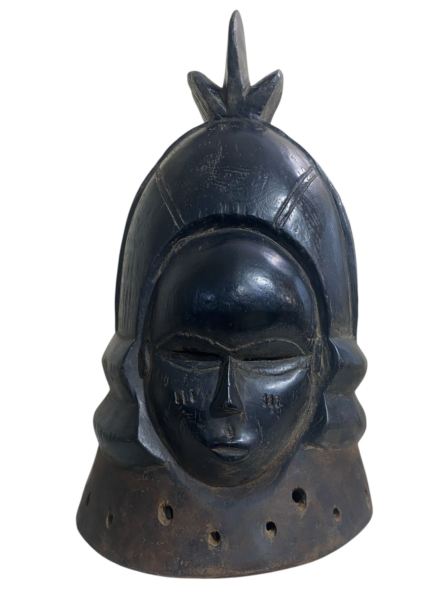 #6569 Mende Helmet Mask Sowei Sande Society Liberia 18.5" H