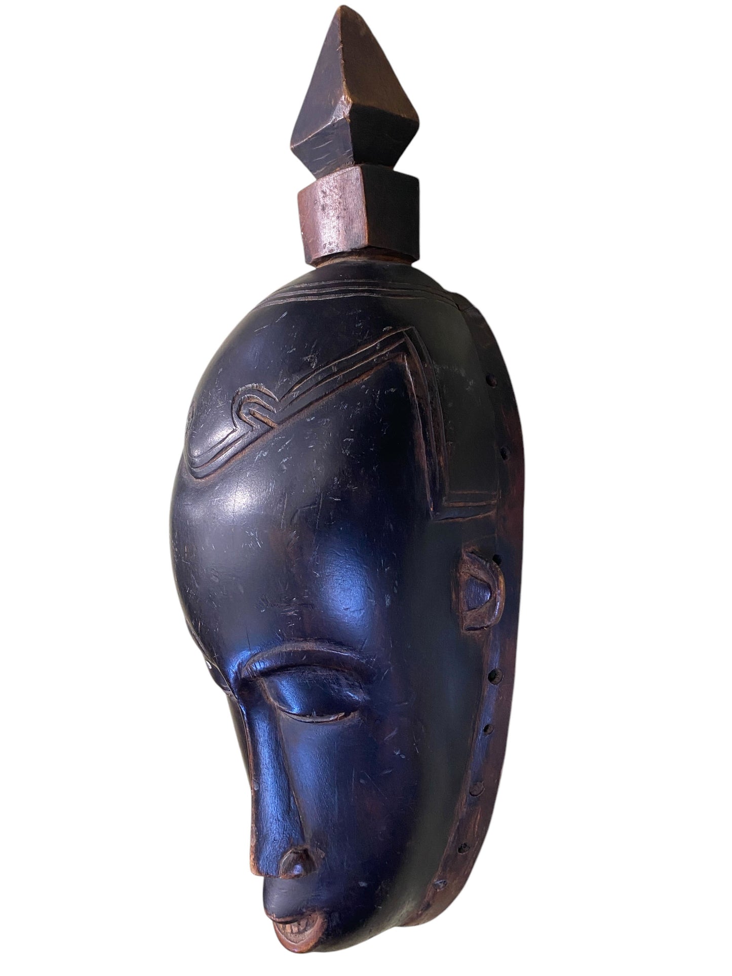 #1801 Superb Old African Baule Portrait Mask Cote D'ivoire 17" H