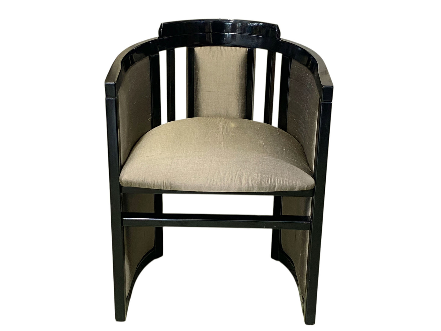 #6737 Mid Century French Art Deco Black Lacquer Wood Chair