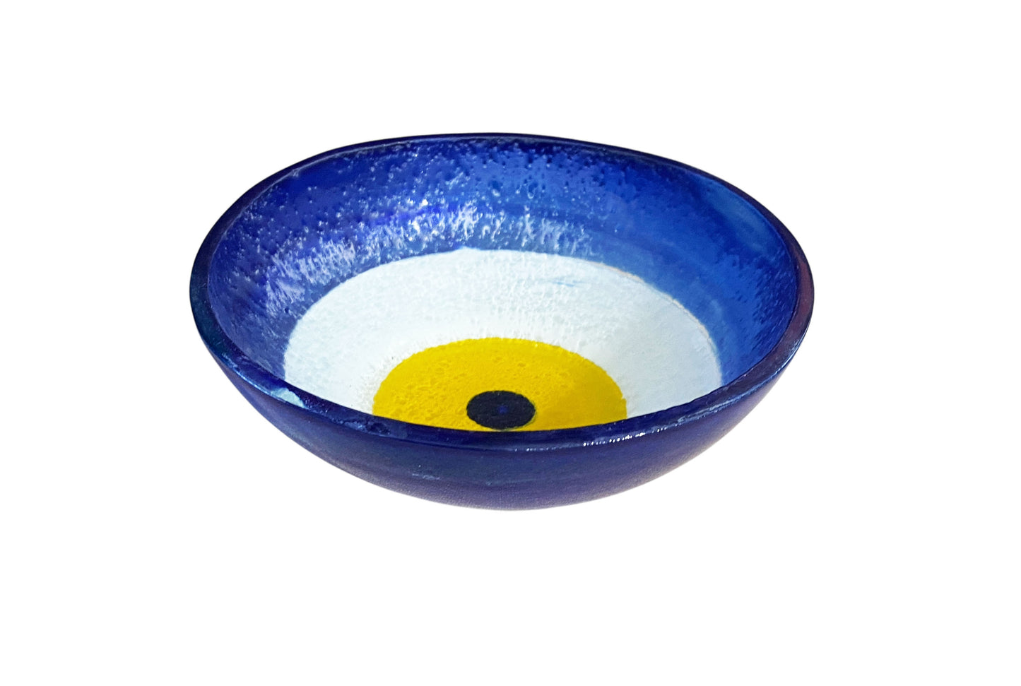 #3782 Middle Eastern Cobalt Blue Glass Bowl with Eye 4.75" D