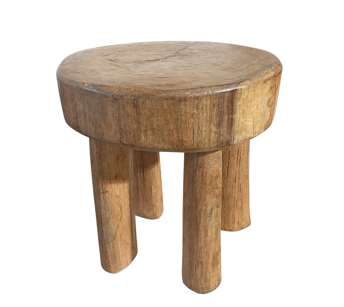 #7282 African Vintage Carved Wood Milk Stool Hehe Gogo People Tanzania 12" H