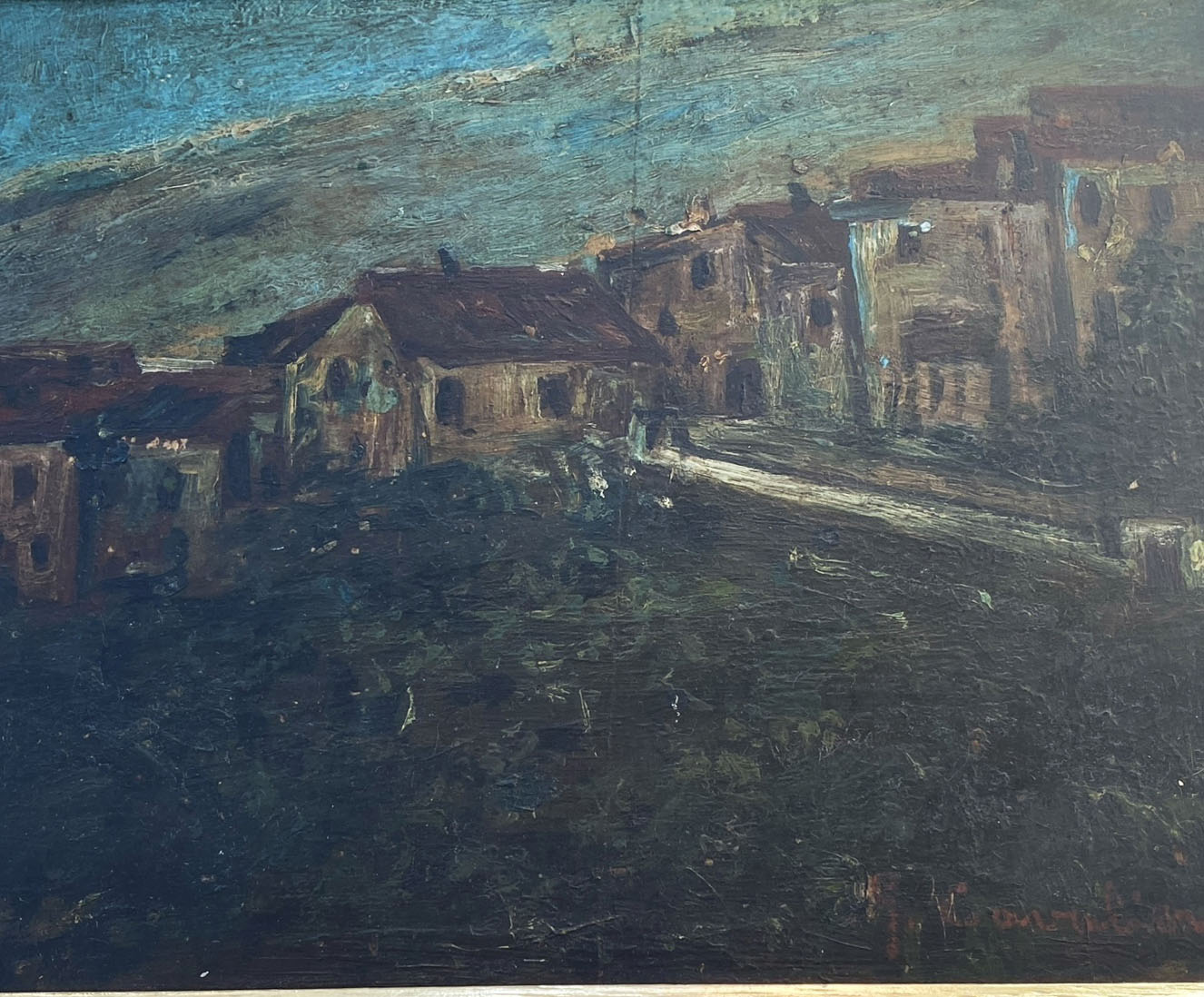 #7296 Old Oil On Wood Painting by the Brazilian Artist Jose Cavaliere