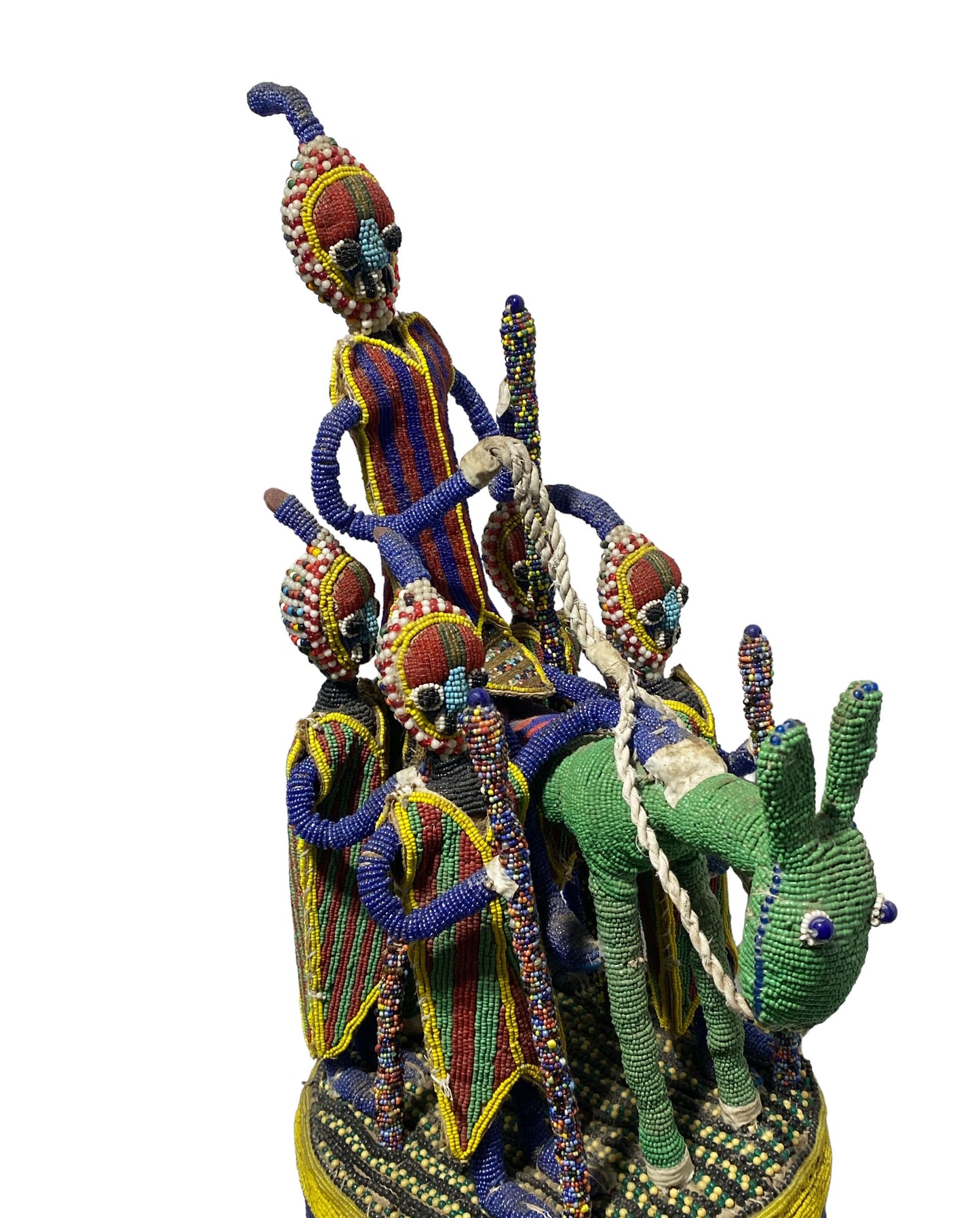 # 5938 African Large Yoruba Beaded King Crown 28" H Nigeria