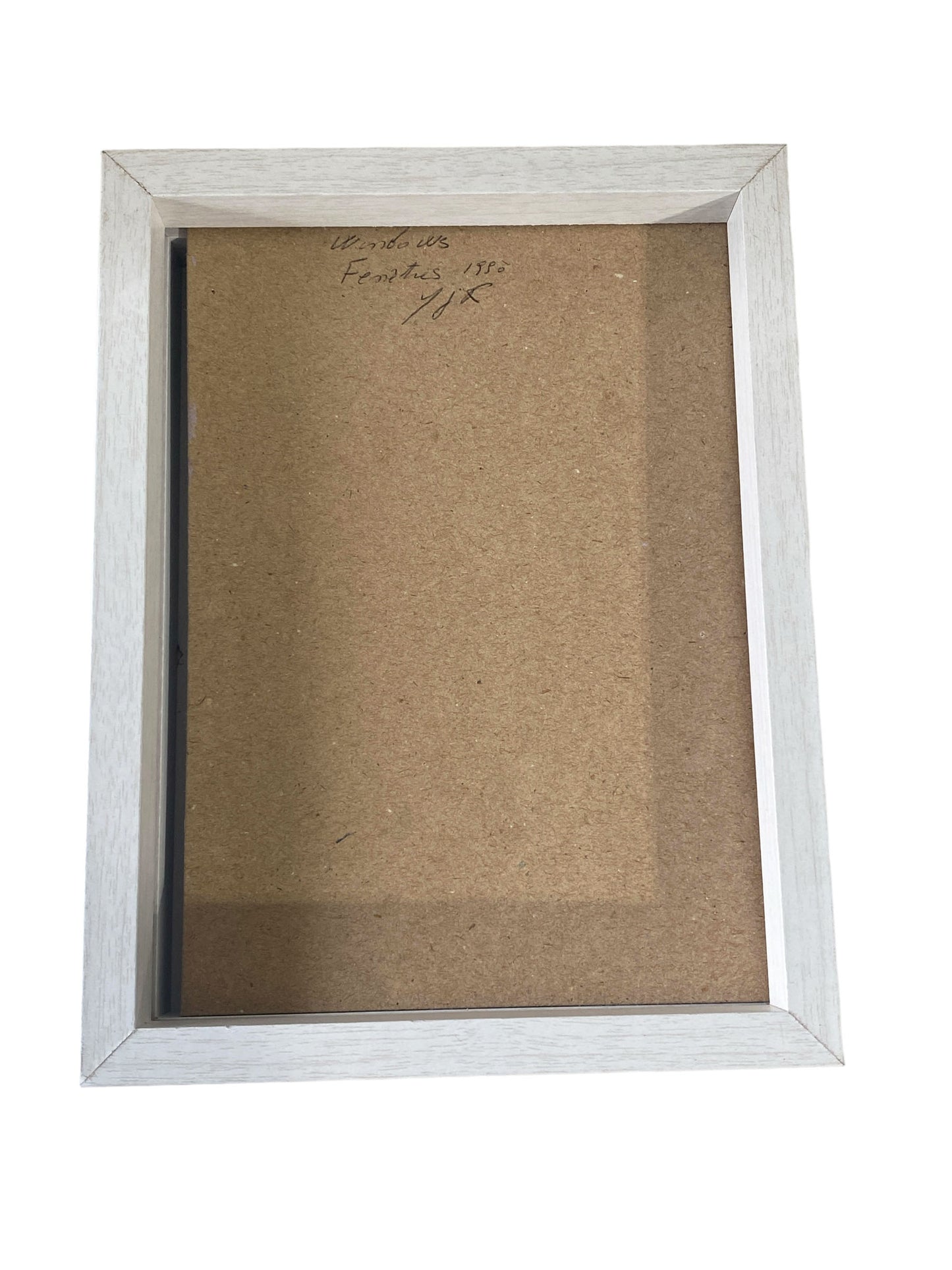 #7162 YJR Abstract Acrylic on Paper Titled les fenêtres Framed 8.5" H