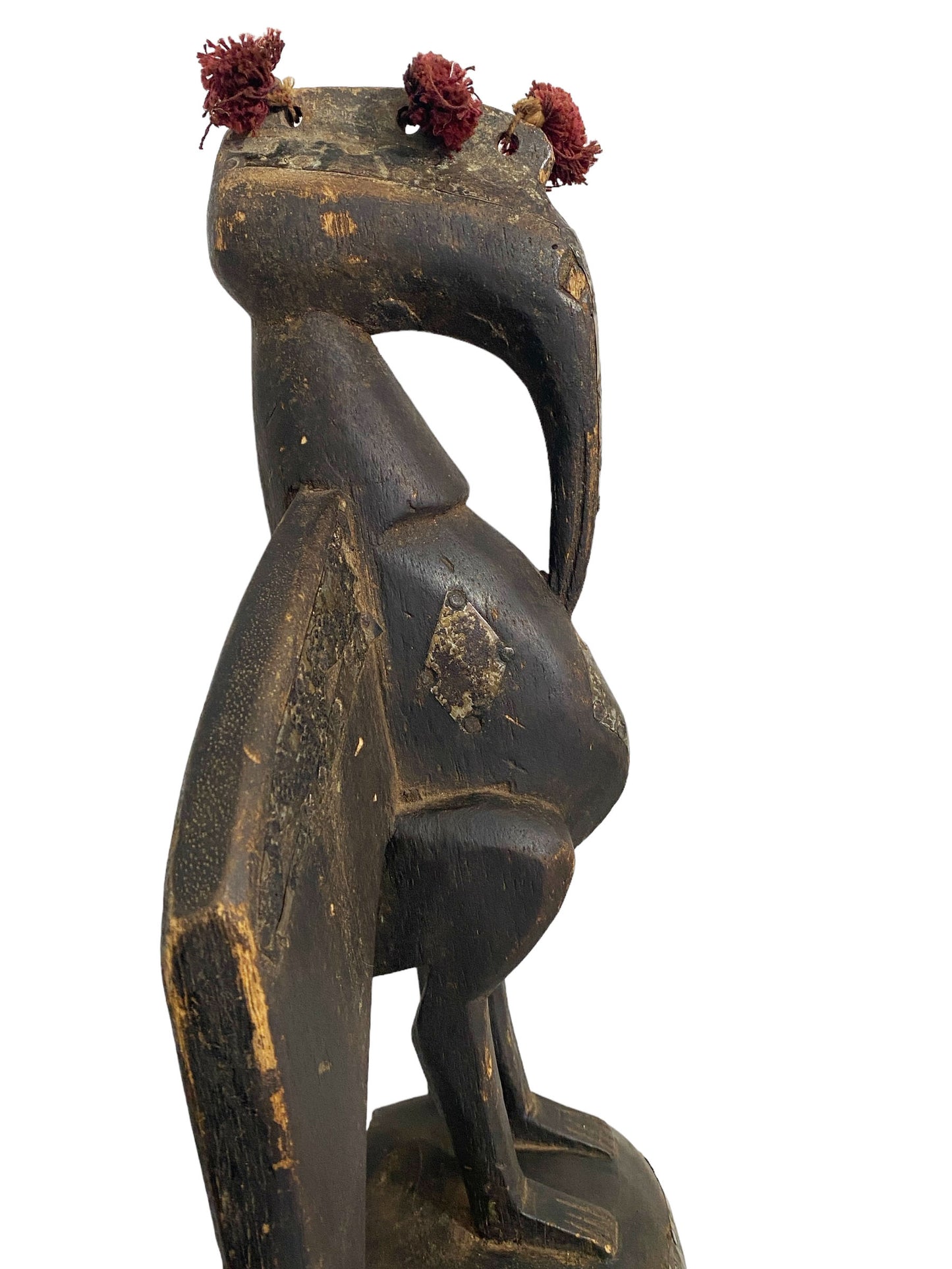#3427 African Old Kore Mask Marka W/ Hornbill Bird Mali 24"