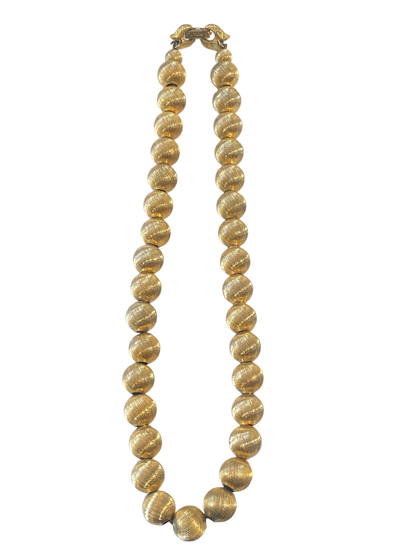 #6106 Vintage MONET Necklace Brushed Gold Tone Ball Chain Link