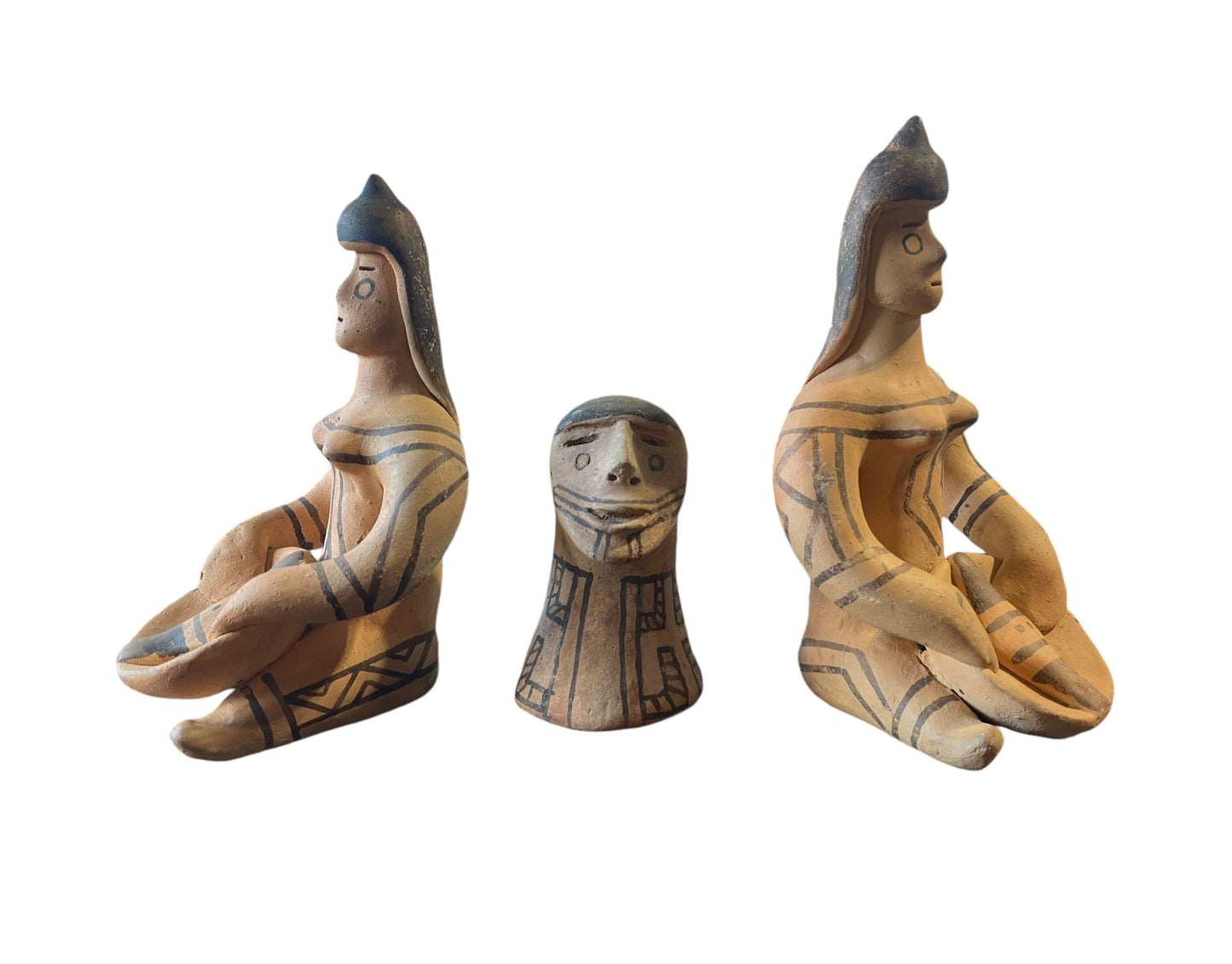 #6243 Set of 3 VTG Karaja Clay Tribal Made Primitive Sculptures Brazil