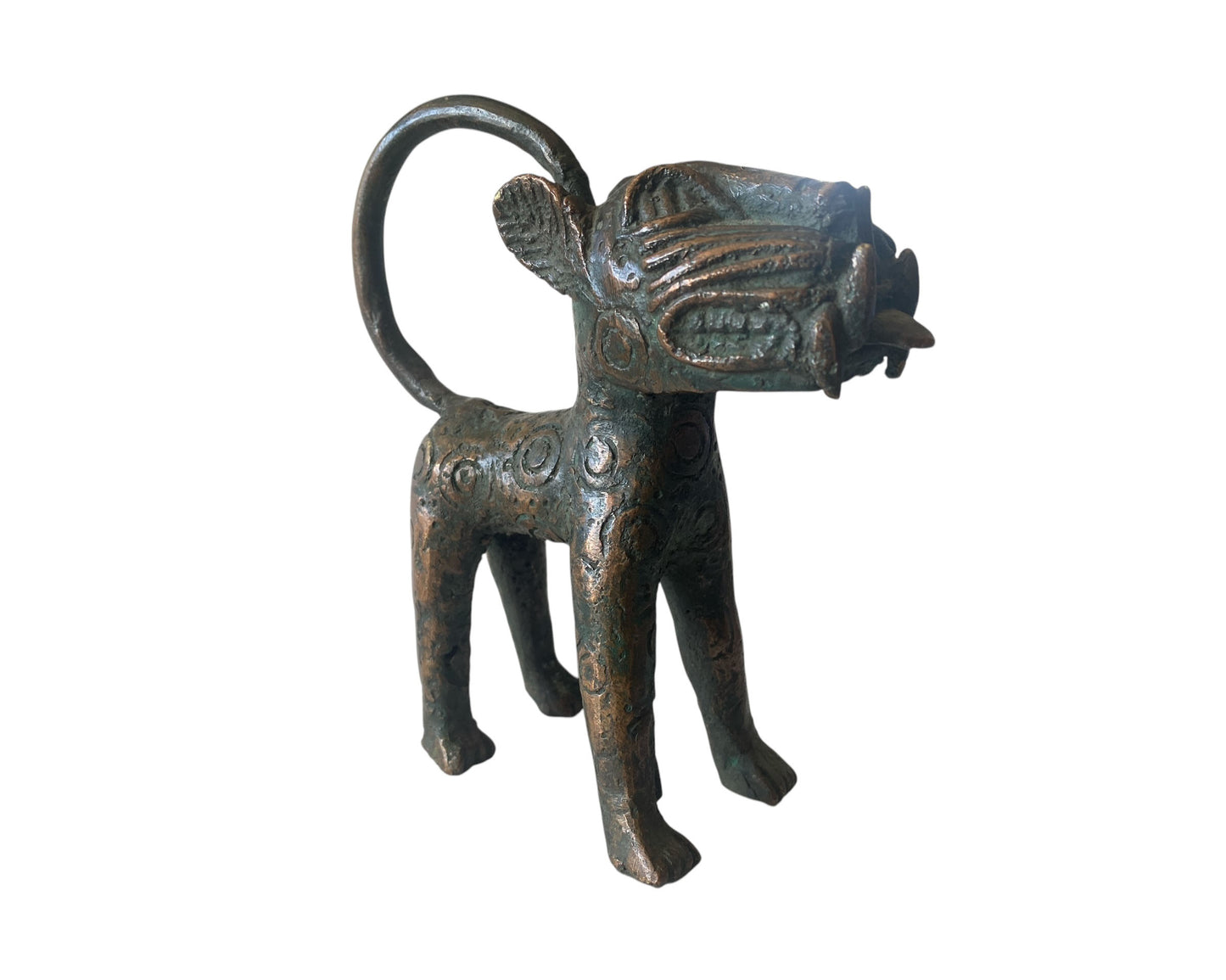 #3295Superb Benin Leopard Bronze Nigeria African 5.5" H