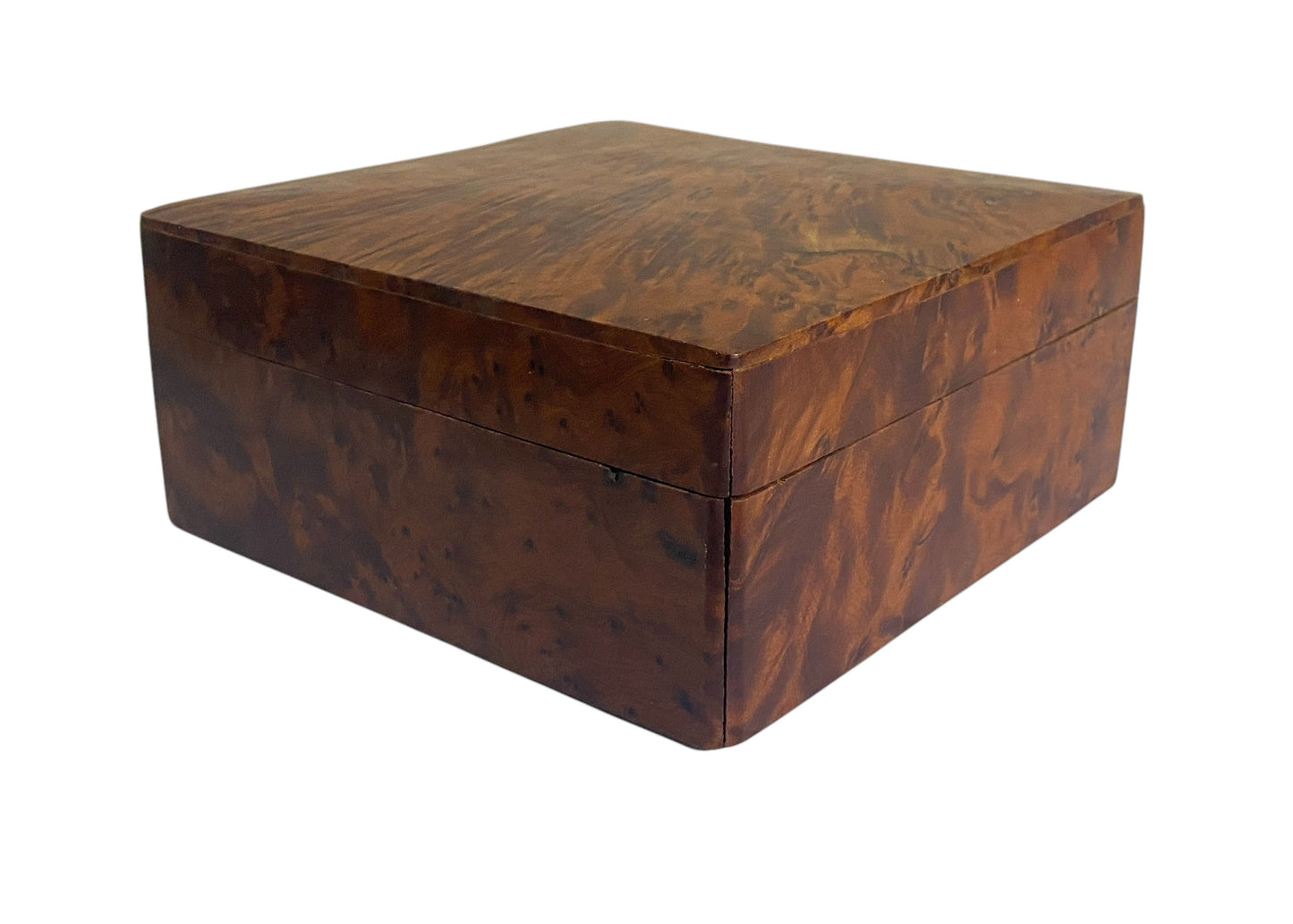 #4805 RARE Vintage Hand Made Thuya Tree Burl Scented Jewelry Wooden Box