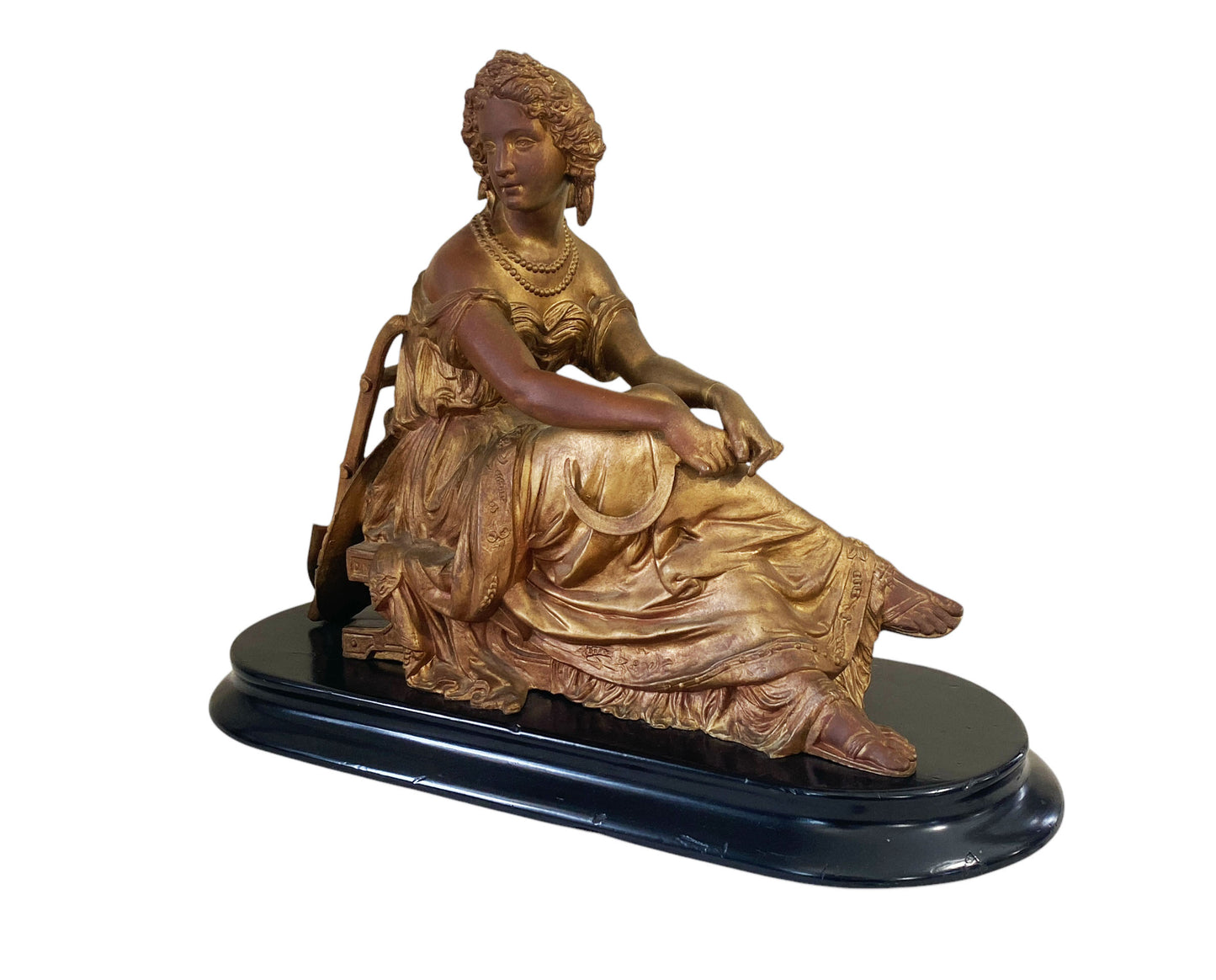 #6438 Vintage French Victorian White Metal Sculpture Of Ceres Agricultural Goddess SignedD.Marie