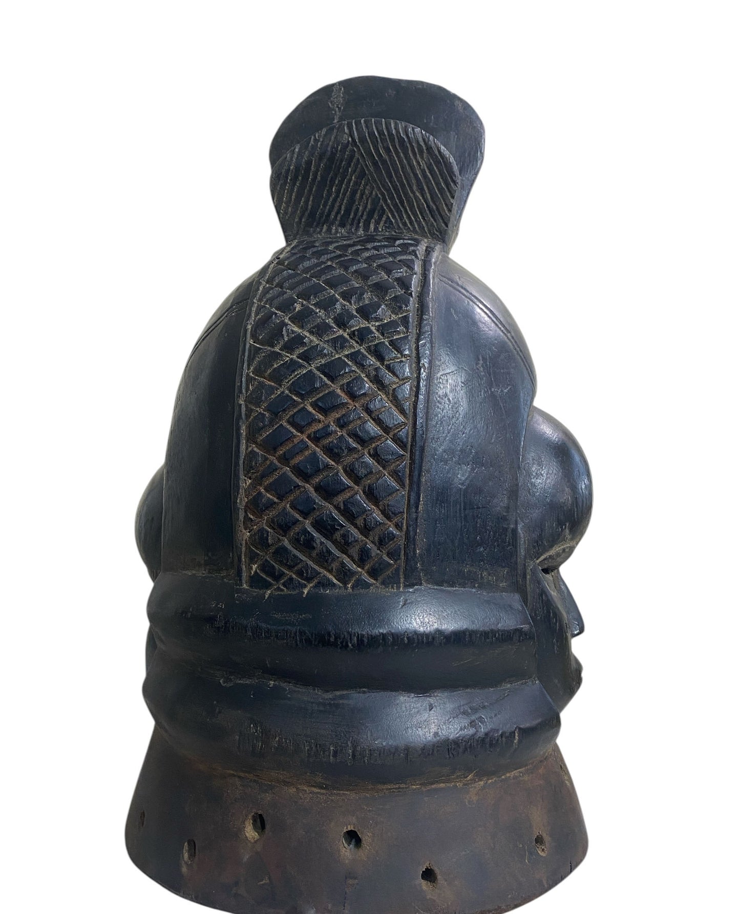 #6569 Mende Helmet Mask Sowei Sande Society Liberia 18.5" H