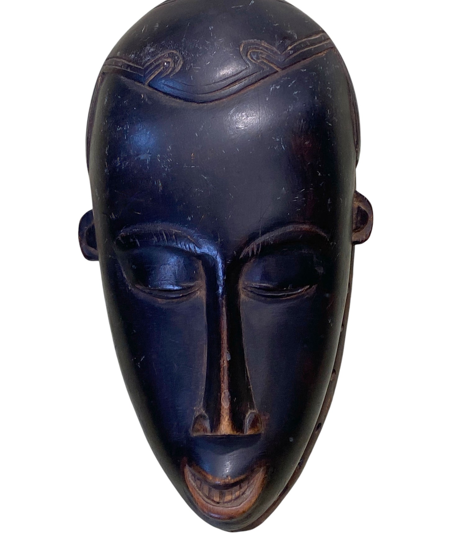 #1801 Superb Old African Baule Portrait Mask Cote D'ivoire 17" H