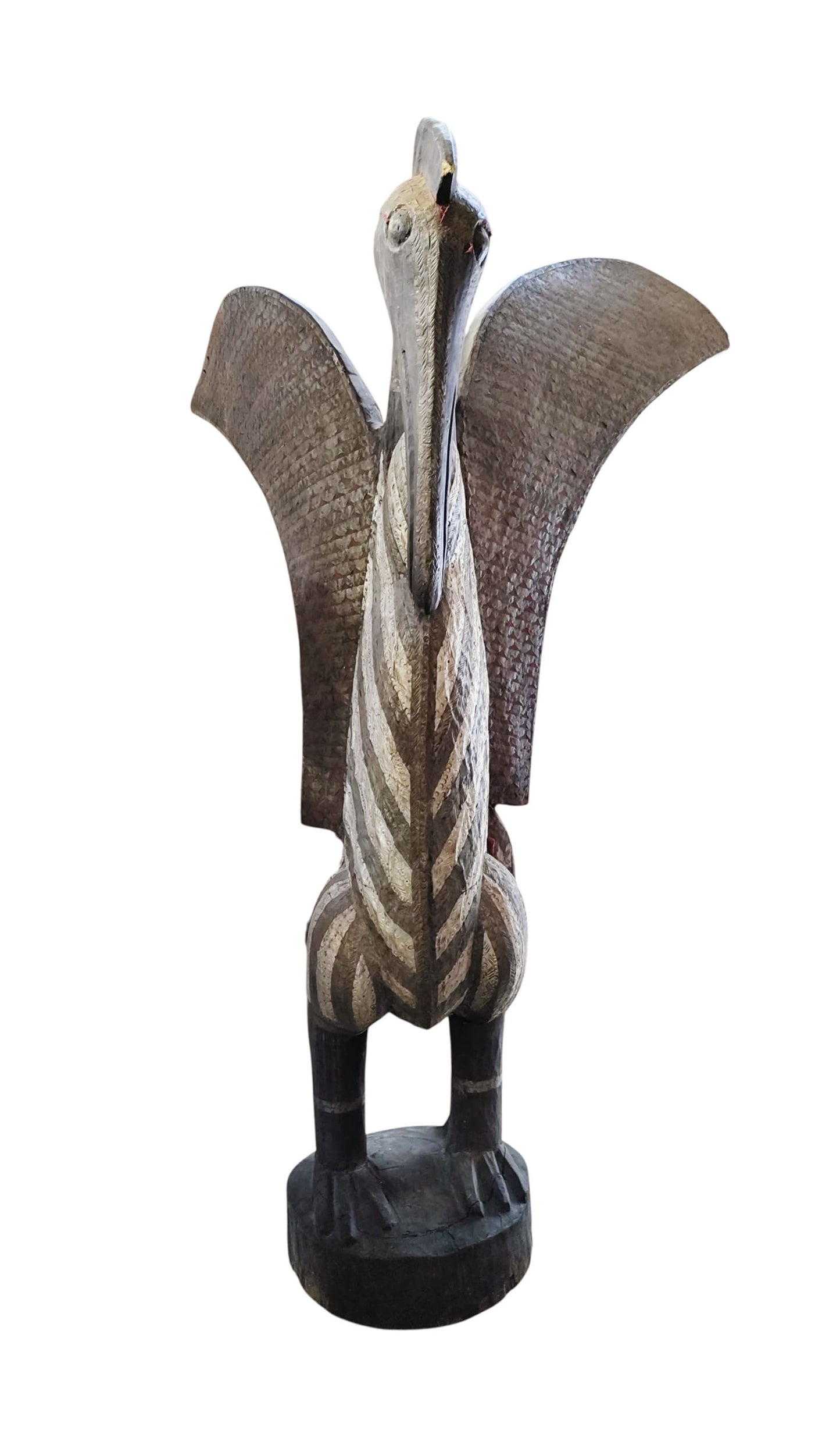 #3864 Huge Sculpture of Senufo Bird Statue Cote d'Ivoire 82" H