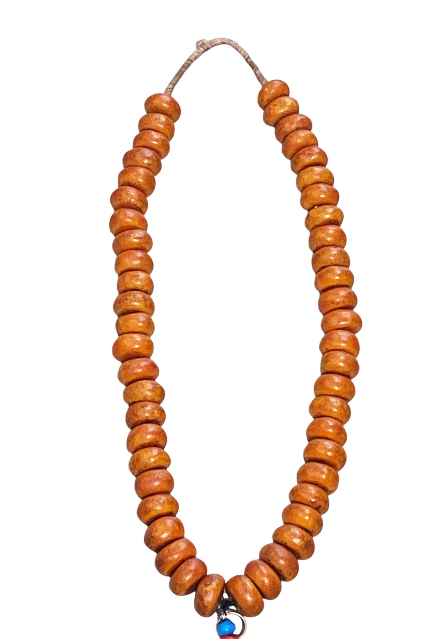 #4557 Vintage Amber necklace W / Moroccan Silver Hamsa / Hand Of Fatima 30.5" H