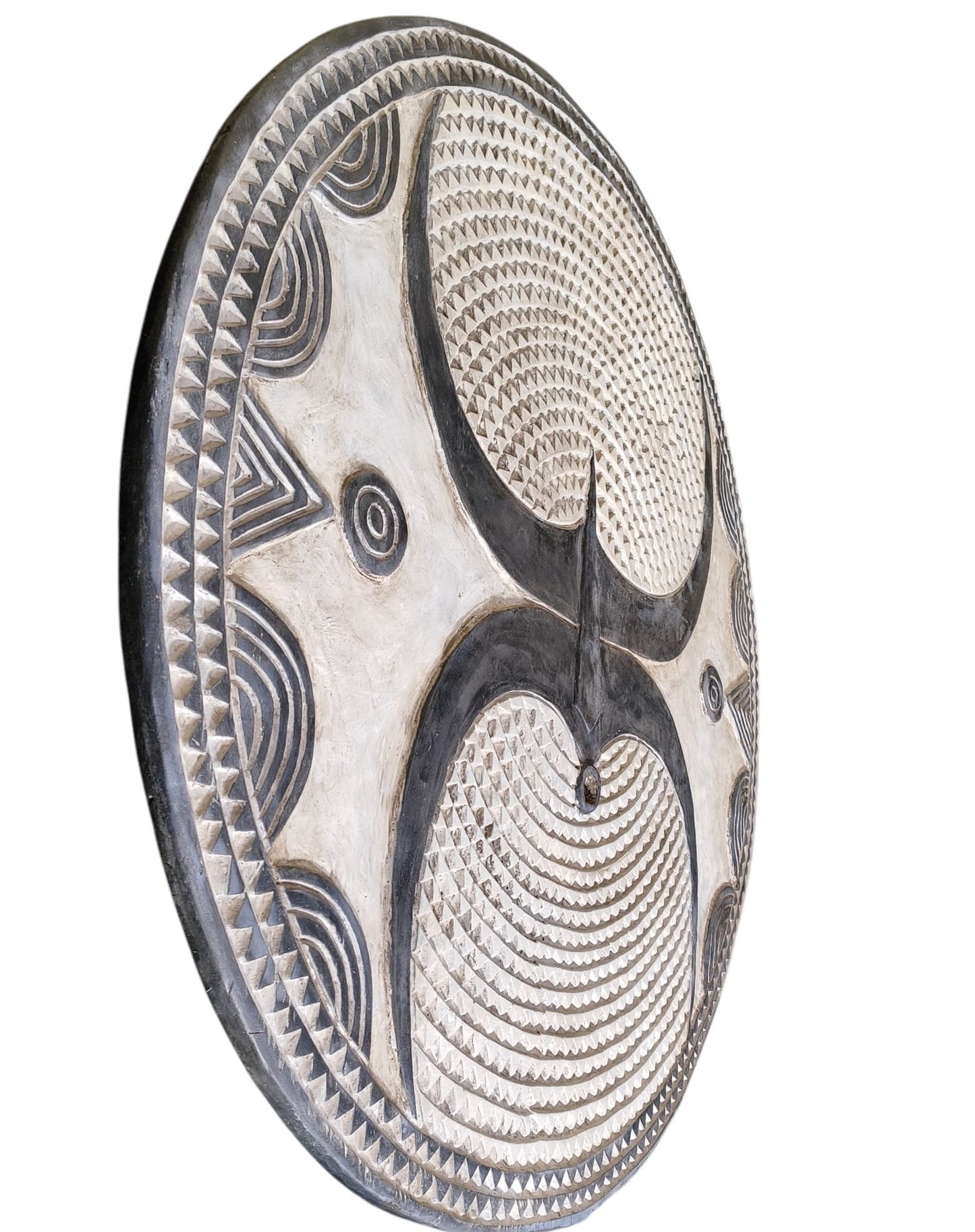 #4274 Large Vintage African Black & White Bobo/Bwa Tribal Dance Mask Sculpture 50.25" H