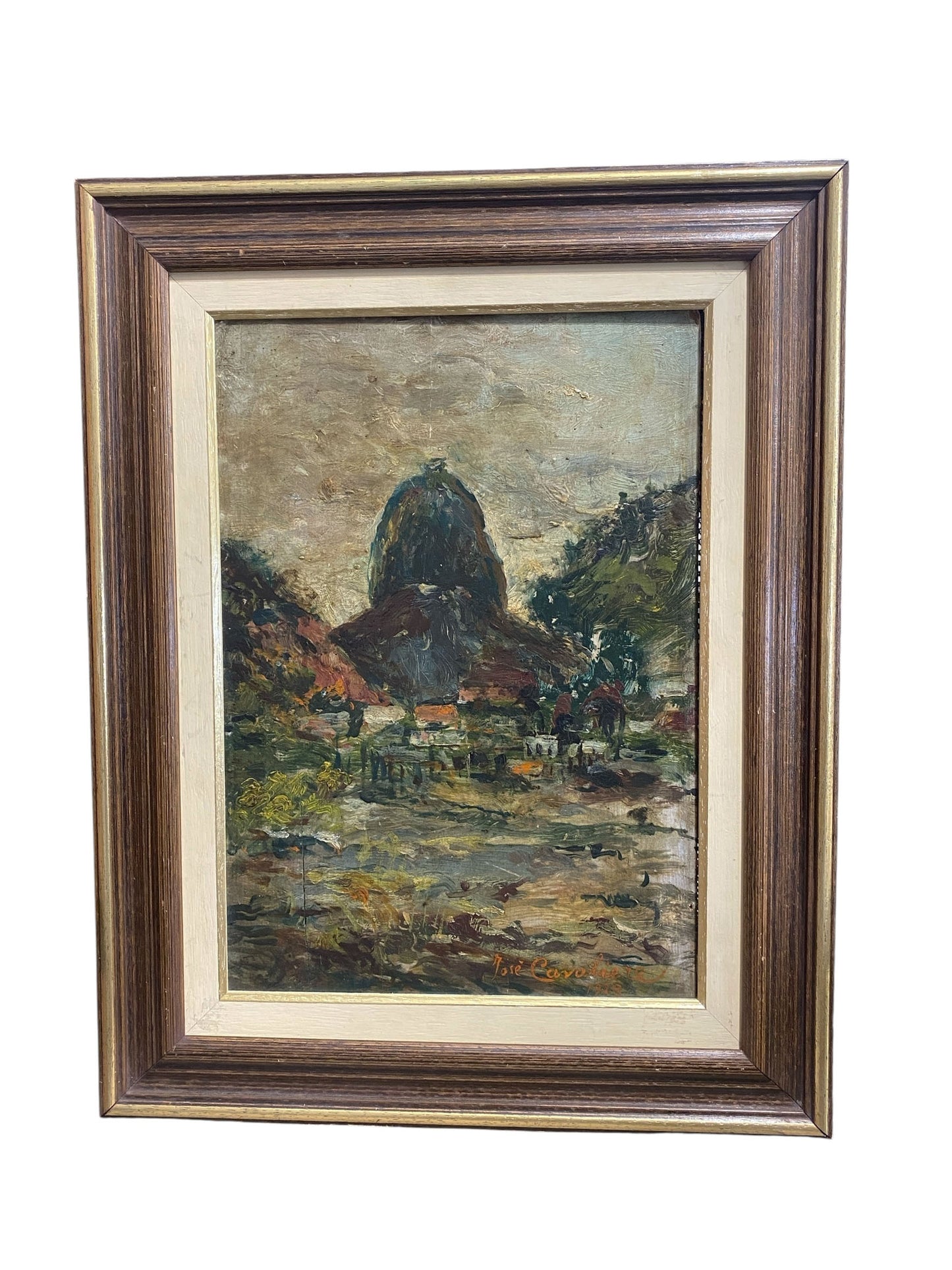 #7293 Oil On Wood Painting by the Brazilian Artist Jose Cavaliere dated 1928