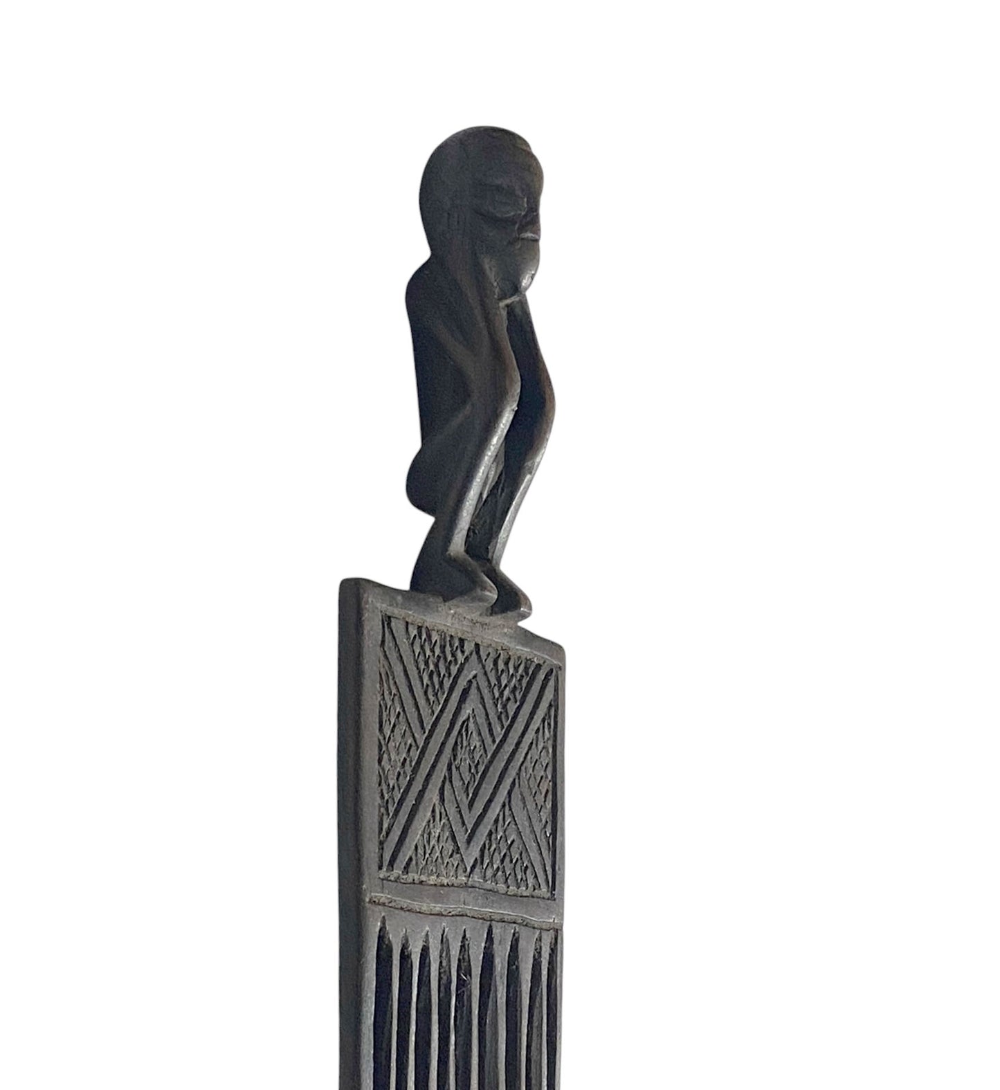 #1123Hemba Wedding Comb w/ Seating Figure Congo 8.5