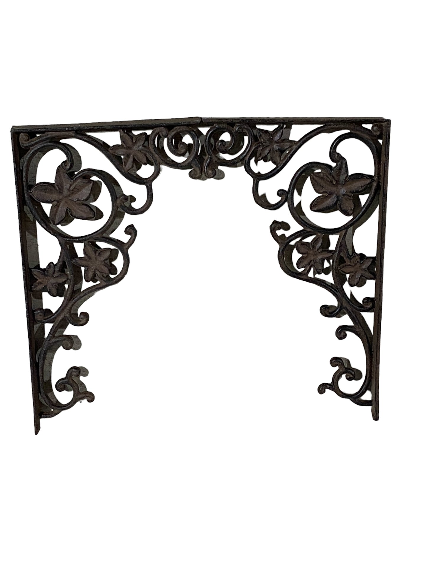 #7226 Vintage Ornate Cast Iron Wall Mount Bracket Hangers set of 2 -13" H