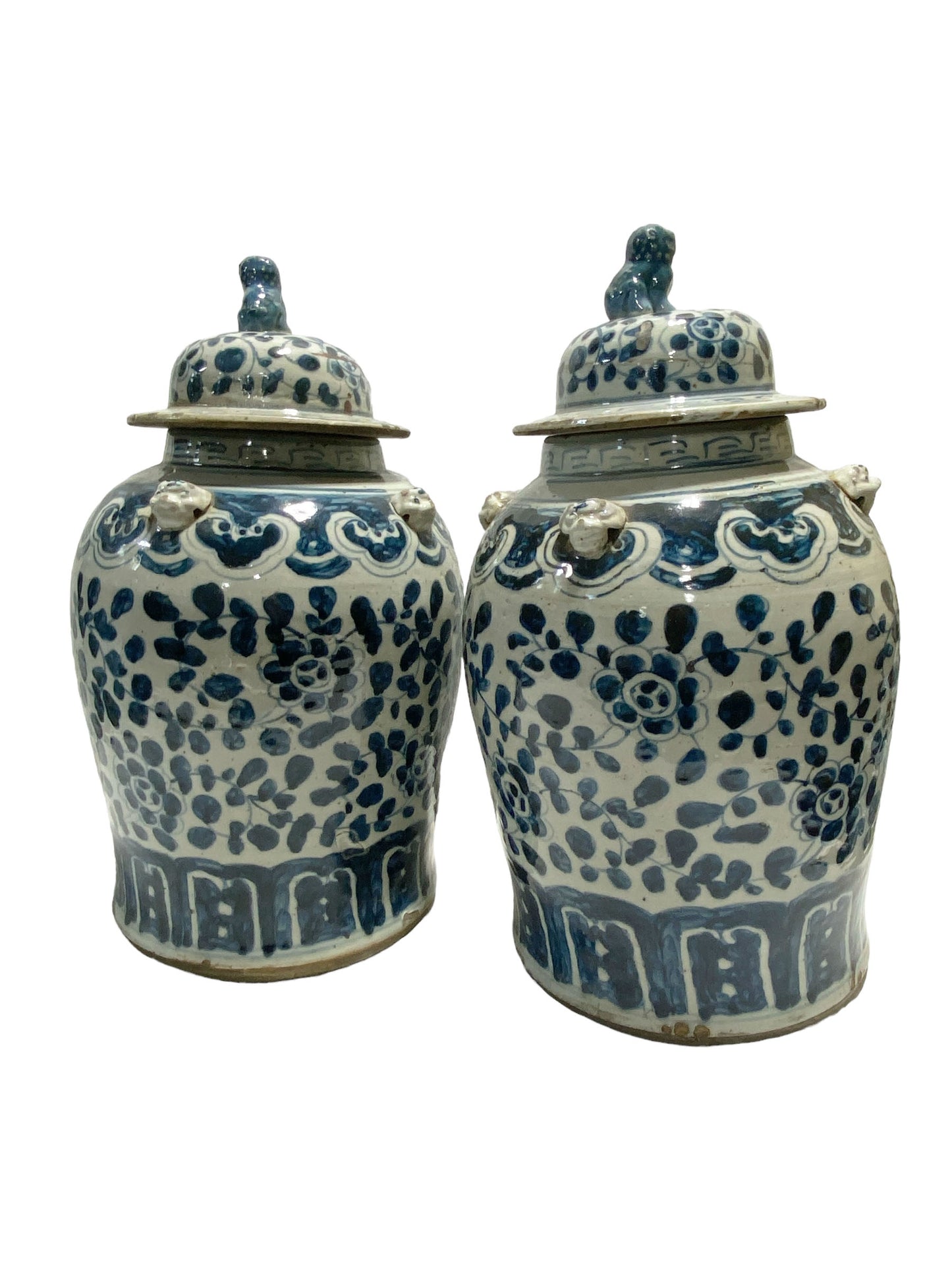 #7248 Chinoiserie Blue and White Porcelain Ginger Jars -Pair 19" H
