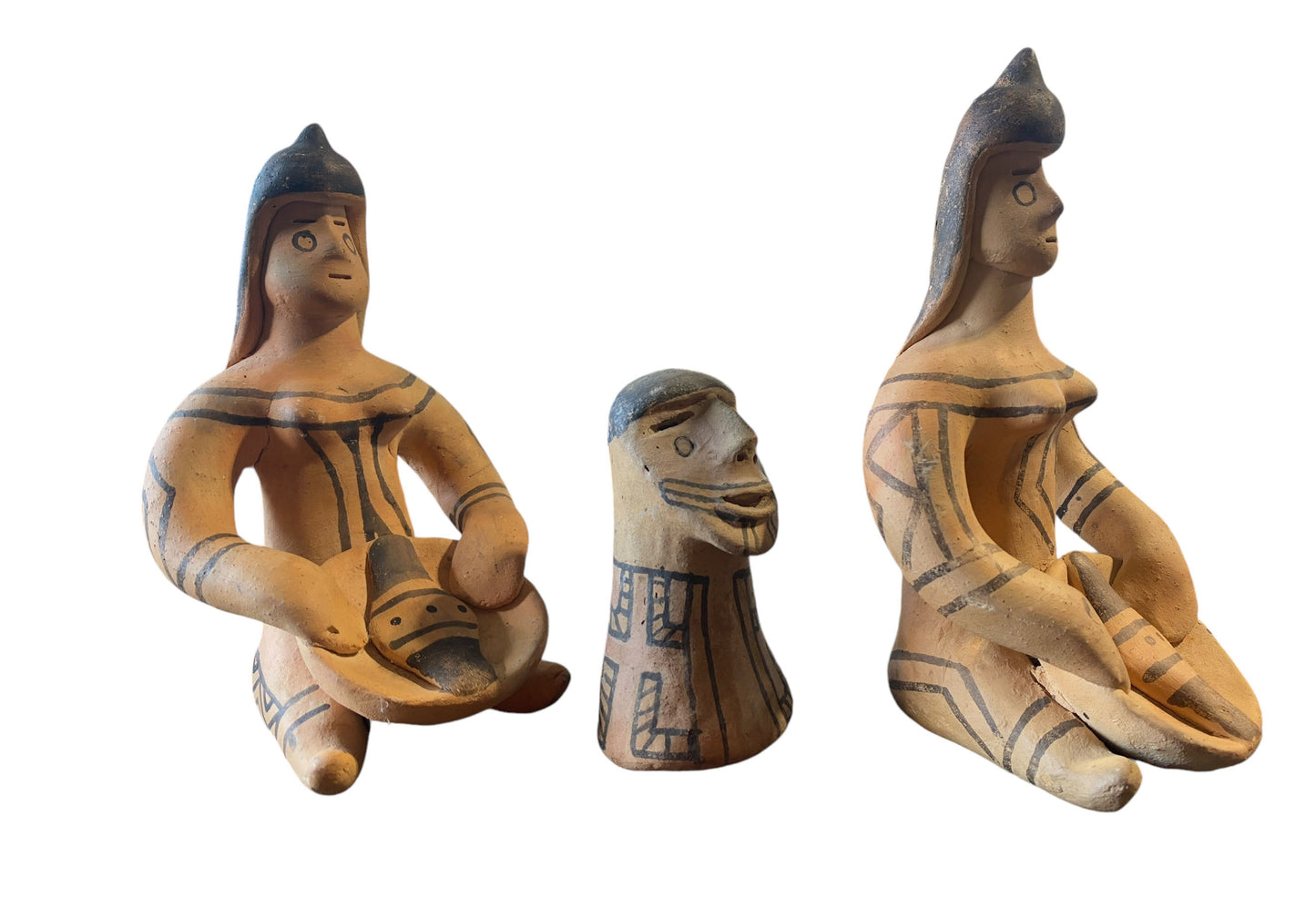 #6243 Set of 3 VTG Karaja Clay Tribal Made Primitive Sculptures Brazil