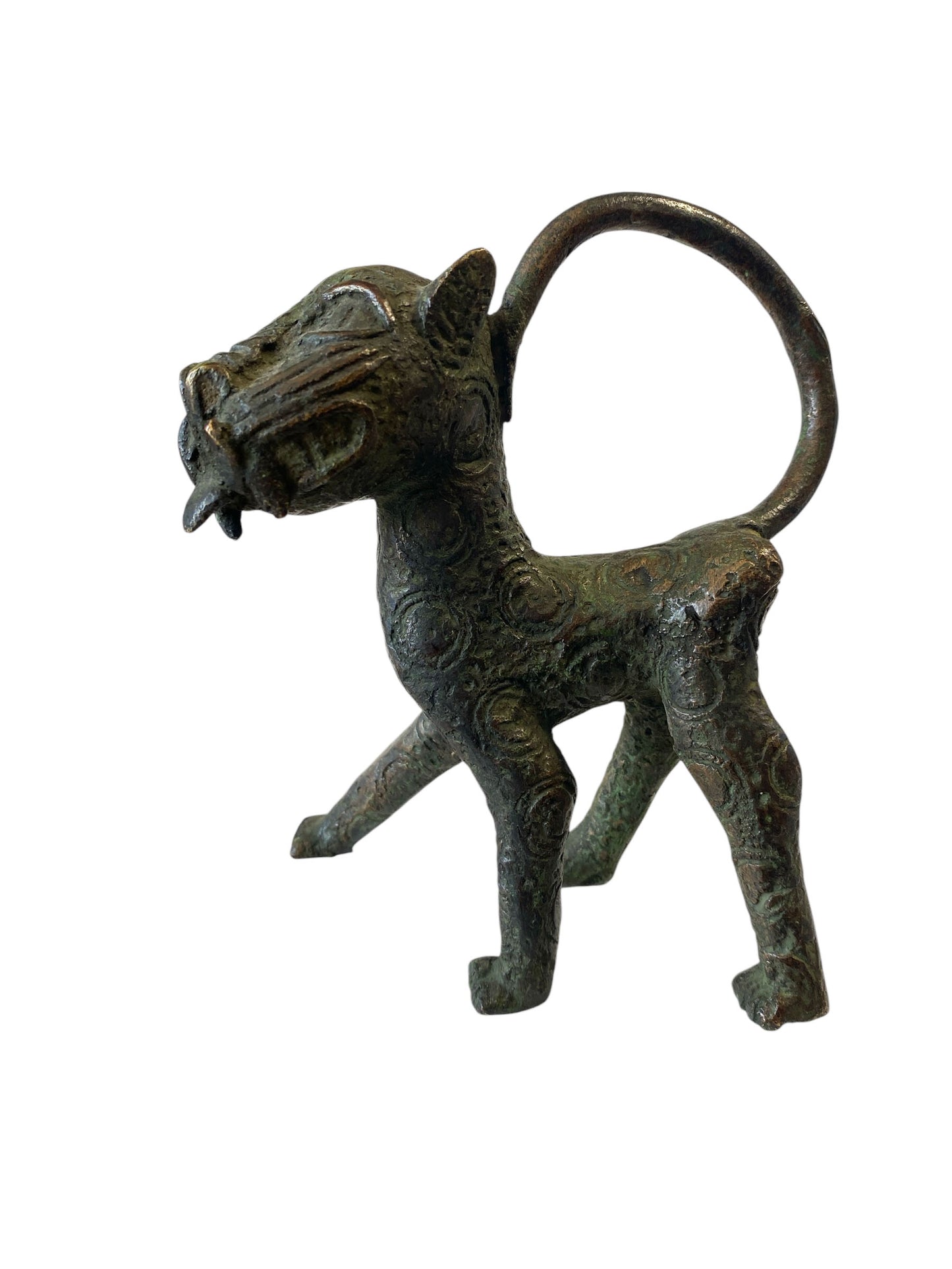 #5243 Superb Benin  Leopard Bronze Nigeria African 5.75" H