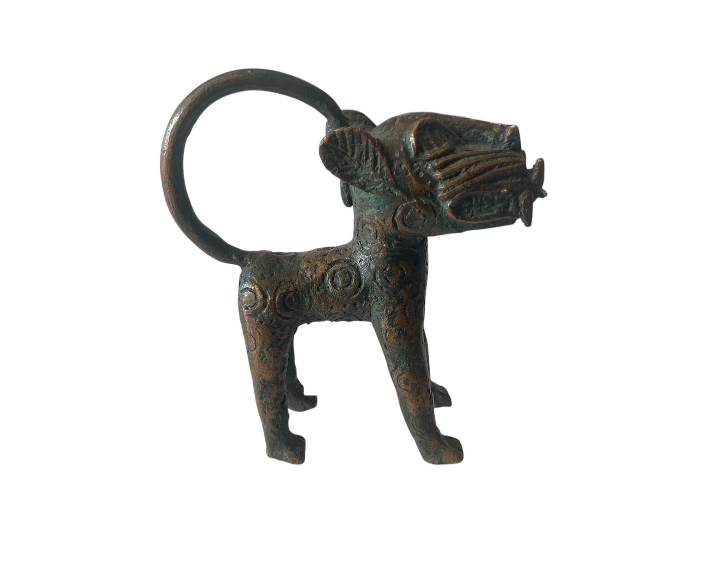 #3295Superb Benin Leopard Bronze Nigeria African 5.5" H