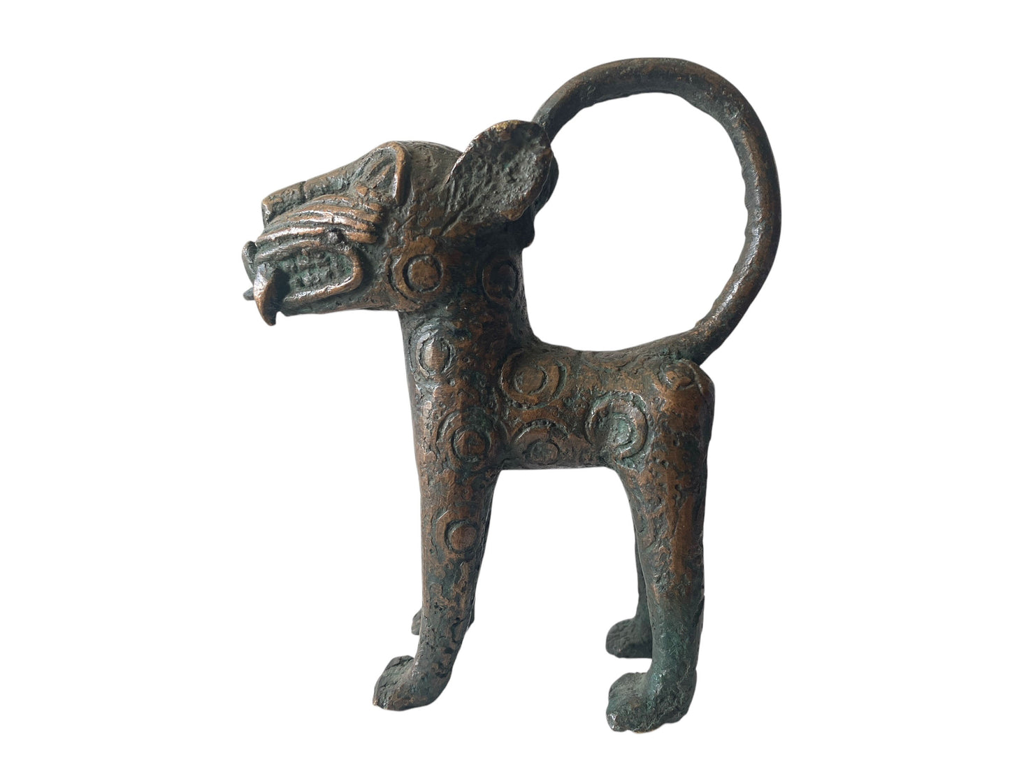 #3313 VTg Benin  Leopard Bronze Nigeria African 5.25" H