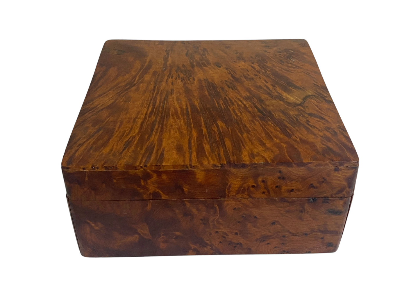 #4805 RARE Vintage Hand Made Thuya Tree Burl Scented Jewelry Wooden Box